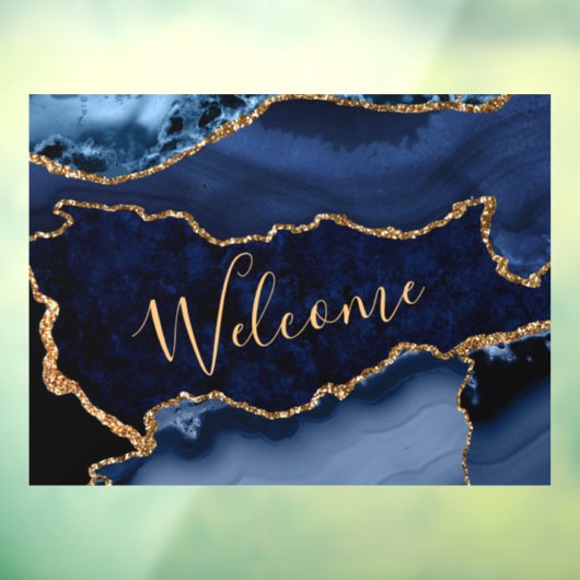 ネービーブルーアンド金ゴールドフェイクグリッターマーブルゲート ウィンドウサイン (シート3)