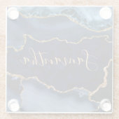 ネービーブルーアンド金ゴールドフェイクグリッターマーブルゲート ガラスコースター (裏面)