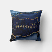 ネービーブルーアンド金ゴールドフェイクグリッターマーブルゲート クッション (裏面)