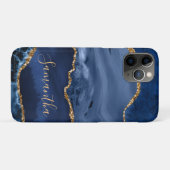 ネービーブルーアンド金ゴールドフェイクグリッターマーブルゲート Case-Mate iPhoneケース (裏面(横))