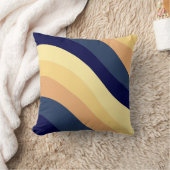 ネービーブルーイエローオレンジレトロサマーウェーブ#1 クッション (ブランケット)