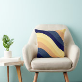 ネービーブルーイエローオレンジレトロサマーウェーブ#1 クッション (椅子)