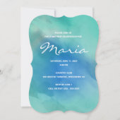 ネービーブルーウォーターカラーグラデーション誕生日招待状 招待状 (正面)