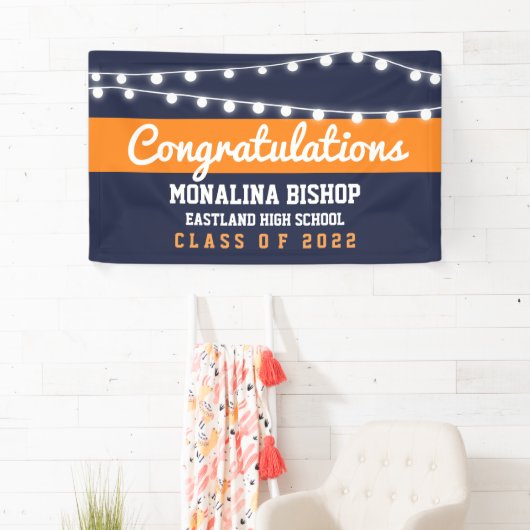 ネービーブルーオレンジ大はっきりした学院脚本国 横断幕 (インサイチュ)