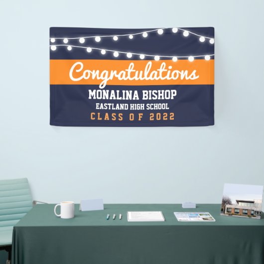 ネービーブルーオレンジ大はっきりした学院脚本国 横断幕 (トレードショー)