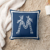 ネービーブルーコースタルビーチロープモノグラム装飾用クッション クッション (ブランケット)