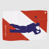 ネービーブルーゴルファーオンレッドホワイト ゴルフタオル (横)