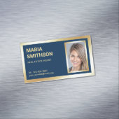 ネービーブルーゴールドフォイルエステ実在ート不動産仲介業者写真 マグネット名刺 (インサイチュ)