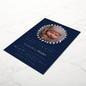 ネービーブルーシルバーリースベビーの写真命名式 箔招待状 (回転した状態)