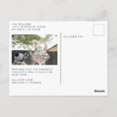 ネービーブルータイポグラフィメリークリスマスフォトコラージュ ポストカード (裏面)