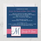 ネービーブルーダマスクモノグラム招待状ハニーサックル 招待状 (裏面)