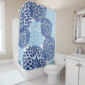 ネービーブルーダリアフローラ シャワーカーテン (インサイチュ)