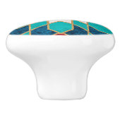 ネービーブルーティール（緑がかった色）ホワイトレッド大理石モロッコモザイク セラミックノブ (側面)