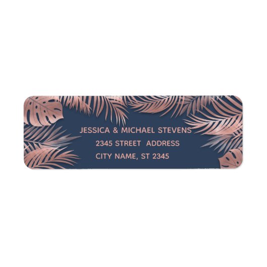 ネービーブルーバラ金ゴールドフォイルロマンティック ラベル (正面)