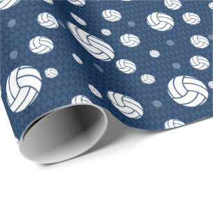 ネービーブルーバレーボールシェパターン(の模様が)あるブロン ラッピングペーパー