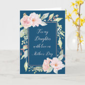 ネービーブルーピンクフラワーズマザーズデイドーター カード (黄色い花)