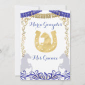 ネービーブルーフラワーズ金ゴールドキンセアニェラ招待状 招待状 (裏面)