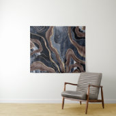 ネービーブルーブラウンマーブルアゲート金ゴールドグリッターグラム#1  タペストリー (インサイチュ(横))