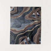 ネービーブルーブラウンマーブルアゲート金ゴールドグリッターグラム#1  タペストリー (正面)