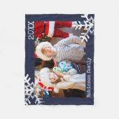 ネービーブルーホリデーフォトスノーフ動揺してレーク フリースブランケット (正面)