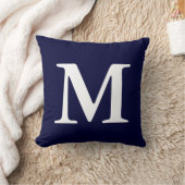 ネービーブルーホワイモノグラムのトM装飾用クッション クッション (ブランケット)