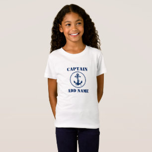 ネービーブルーボートいかり(ロープ&名前/ランク付き) Tシャツ