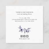 ネービーブルーマグノリアリースモノグラムソーシャルメディア スクエア名刺 (裏面)