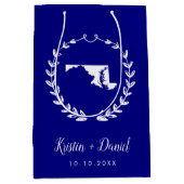 ネービーブルーメリーランドマップズウェ結婚ルカムスワッグ ミディアムペーパーバッグ (正面)