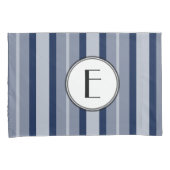 ネービーブルーモノグラモダンム線コンテンポラリー 枕カバー (正面右)