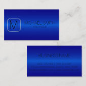 ネービーブルーラグジュアリーステンレス鋼モノグラム 名刺 (正面/裏面)