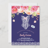 ネービーブルーレースランジェリーシャワーブライダルパーティ 招待状 (正面)