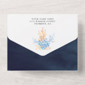 ネービーブルーヴィンテージ航海のランタンベビーシャワー オールインワン招待状 (裏面)