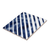 ネービーブルー対角ストライプきらめく タイル (側面)