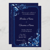 ネービーブルー結婚式招待状 招待状 (正面/裏面)