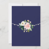 ネービーブルー赤面ピンク金ゴールド保存日 招待状 (裏面)