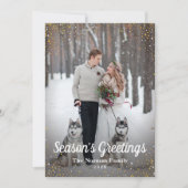 ネービーブルー金ゴールドグリッターシーズンの挨拶写真 シーズンカード (正面)