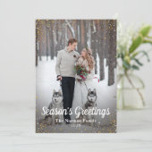 ネービーブルー金ゴールドグリッターシーズンの挨拶写真 シーズンカード (スタンド正面)