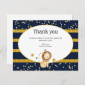 ネービーブルー金ゴールドライオンサンキューカード サンキューカード (正面/裏面)