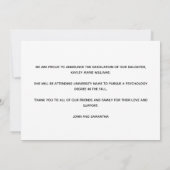 ネービーブルー金ゴールド卒業モダン写真 案内状 (裏面)