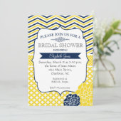 ネービーブルー&イエローブライダルシャワーの招待 招待状 (スタンド正面)