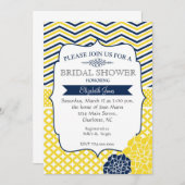 ネービーブルー&イエローブライダルシャワーの招待 招待状 (正面/裏面)