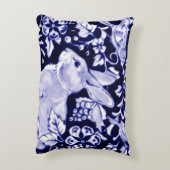 ネービーブルー&ホワイトラビットバードフローラデダムデルフト アクセントクッション (裏面(縦))