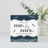 ネービーブルー&ホワイト航海の結婚式招待状 招待状 (スタンド正面)