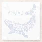 ネービーブ航海のルーキュートホエールフローラ名前をカスタムする ガラスコースター (裏面)