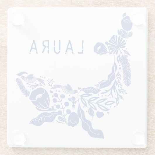 ネービーブ航海のルーキュートホエールフローラ名前をカスタムする ガラスコースター (裏面)