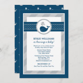 ネービーブ航海のルーグレークジラボーイベビーシャワー 招待状 (正面/裏面)