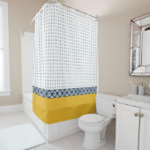 ネービーホワイトイエロー金ゴールド東部の幾何学模様  シャワーカーテン (インサイチュ)