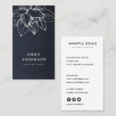 ネービーホワイトロータス霊気シンプルスピリチュアル治療器 名刺 (正面/裏面)