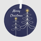 ネービーモダンクリスマスツリーグラフィック オーナメント (裏面)