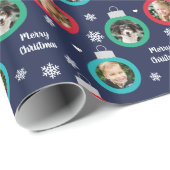 ネービーモダンレッドグリーンフォトオーナメント ラッピングペーパー (ロールコーナー)